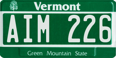 VT license plate AIM226