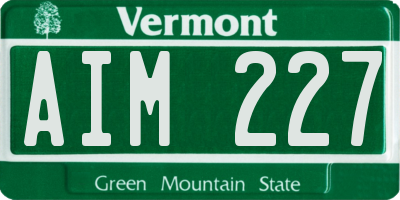 VT license plate AIM227