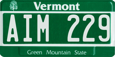 VT license plate AIM229