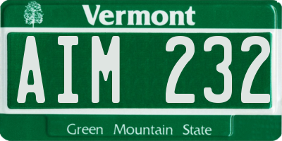 VT license plate AIM232