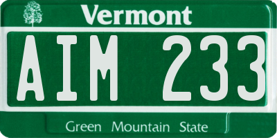 VT license plate AIM233