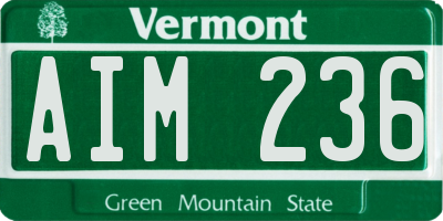 VT license plate AIM236
