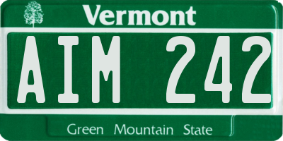VT license plate AIM242