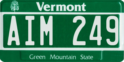 VT license plate AIM249