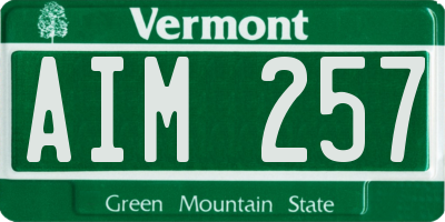 VT license plate AIM257