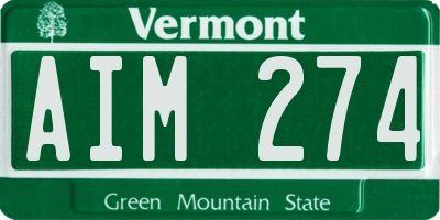 VT license plate AIM274