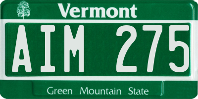 VT license plate AIM275
