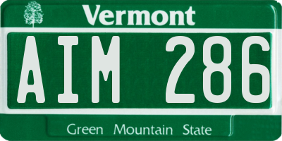 VT license plate AIM286