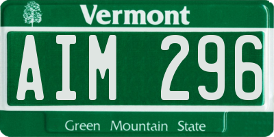 VT license plate AIM296