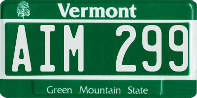 VT license plate AIM299