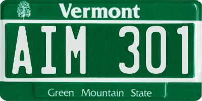 VT license plate AIM301