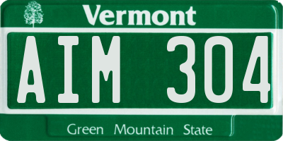 VT license plate AIM304