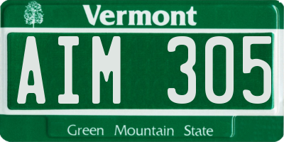 VT license plate AIM305