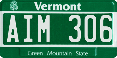 VT license plate AIM306
