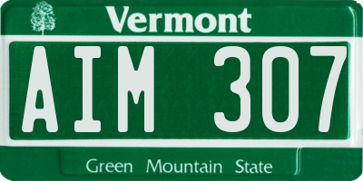 VT license plate AIM307