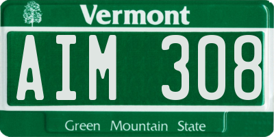 VT license plate AIM308