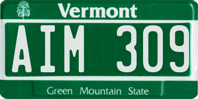 VT license plate AIM309