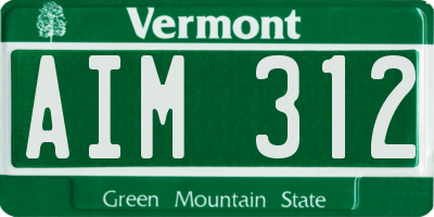 VT license plate AIM312