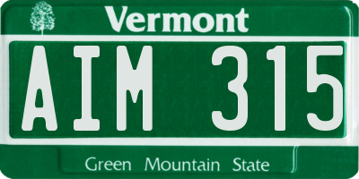 VT license plate AIM315