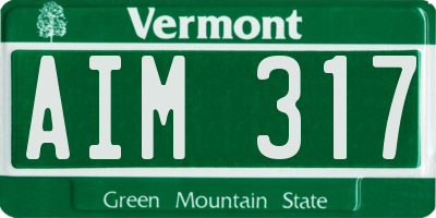 VT license plate AIM317
