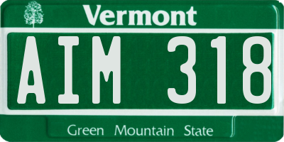 VT license plate AIM318