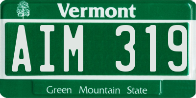 VT license plate AIM319