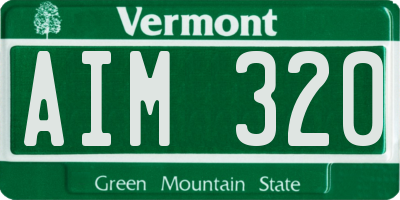 VT license plate AIM320