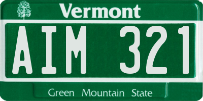 VT license plate AIM321