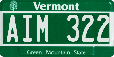VT license plate AIM322