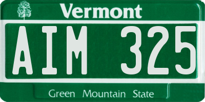 VT license plate AIM325