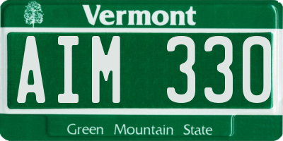 VT license plate AIM330