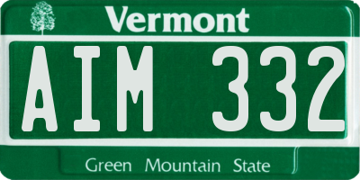 VT license plate AIM332