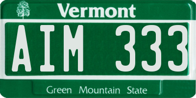 VT license plate AIM333