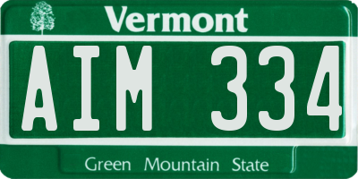 VT license plate AIM334