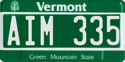 VT license plate AIM335