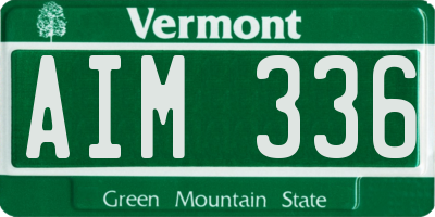 VT license plate AIM336