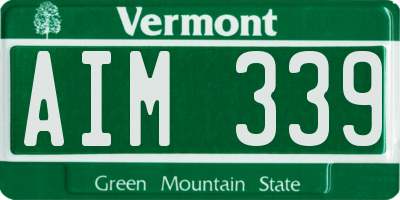 VT license plate AIM339