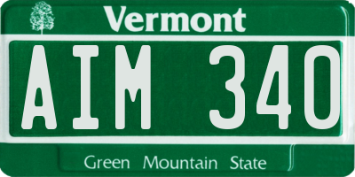 VT license plate AIM340