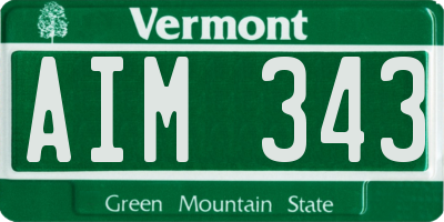 VT license plate AIM343