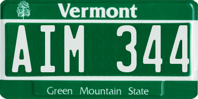VT license plate AIM344
