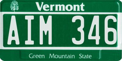 VT license plate AIM346