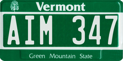 VT license plate AIM347