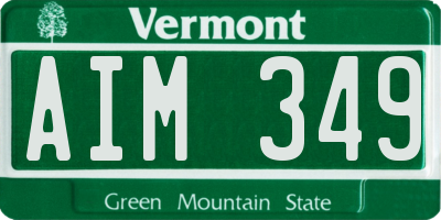 VT license plate AIM349