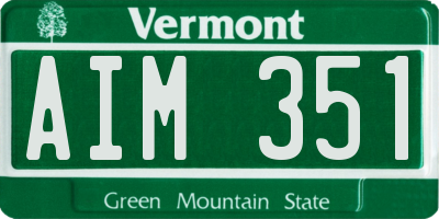 VT license plate AIM351