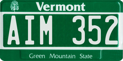 VT license plate AIM352