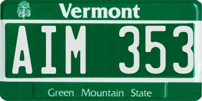 VT license plate AIM353