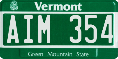 VT license plate AIM354