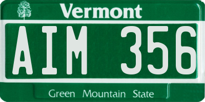 VT license plate AIM356