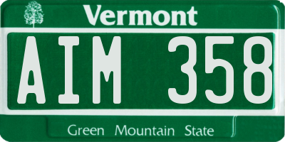 VT license plate AIM358