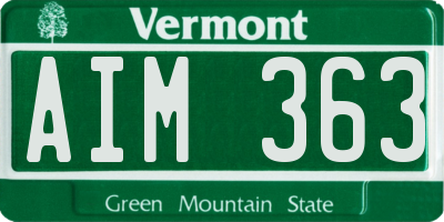 VT license plate AIM363